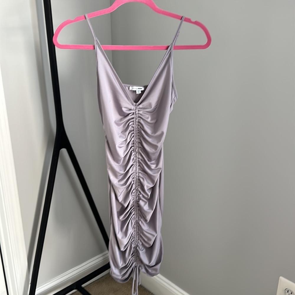 Fashion Nova Purple, Lilac, Grey Tank Ruched Mini Dress Sz Small